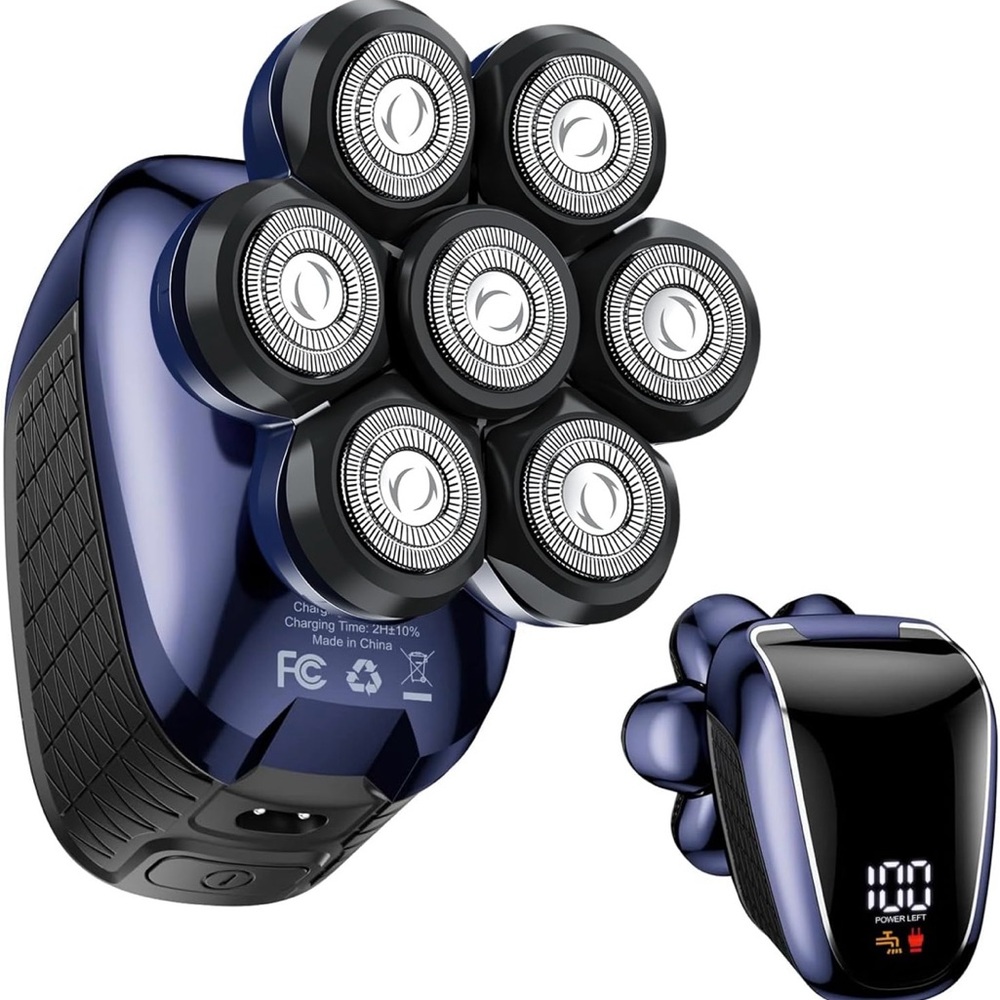 Sleek Blue Wearable Shaver with Ergonomic Design